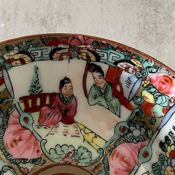 Vintage Rose Medallion Bowl and Spoon Y. Y. Japanese Porcelain Ware Hong Kong - Picture 6 of 13